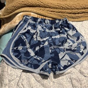 Nike Blue Leaf Pattern Women's Athletic Shorts